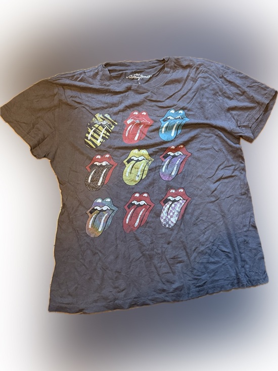 the Rolling Stones Other - the Rolling Stones Black Kids Tee with Colorful Tongue Grid